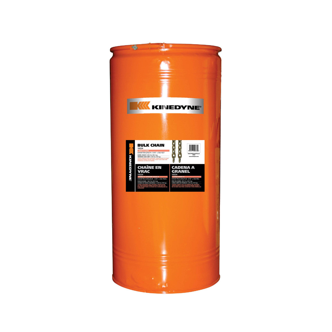Kinedyne 5/16" by 550' Grade 70 Bulk Chain Barrel